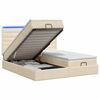 vidaXL Cama Ottoman com Colch&atilde;o e LED Creme 180 x 200 cm Tecido