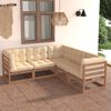 vidaXL 5 pcs conjunto lounge de jardim c/ almofadões pinho maciço