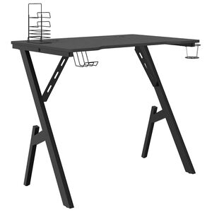 vidaXL Secret&aacute;ria de gaming c/ pernas em forma de Y 90x60x75 cm preto