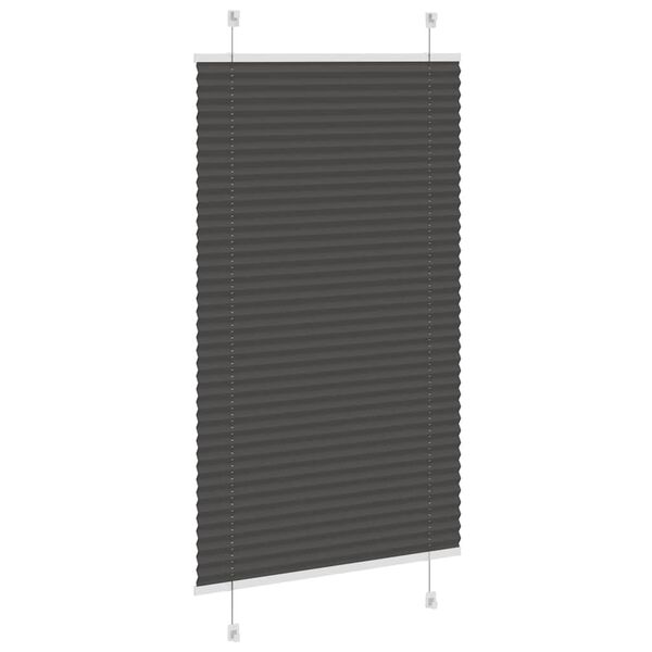 vidaXL Preto Plissada Cega 75x150 cm Largura Tecido 74,4 cm Poliéster