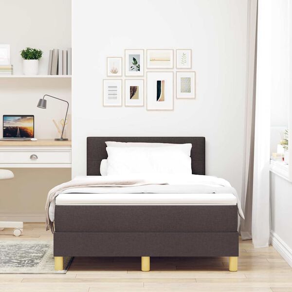 vidaXL Cama Box com almofada Manual Marrom Escuro 120 x 190 cm tecido