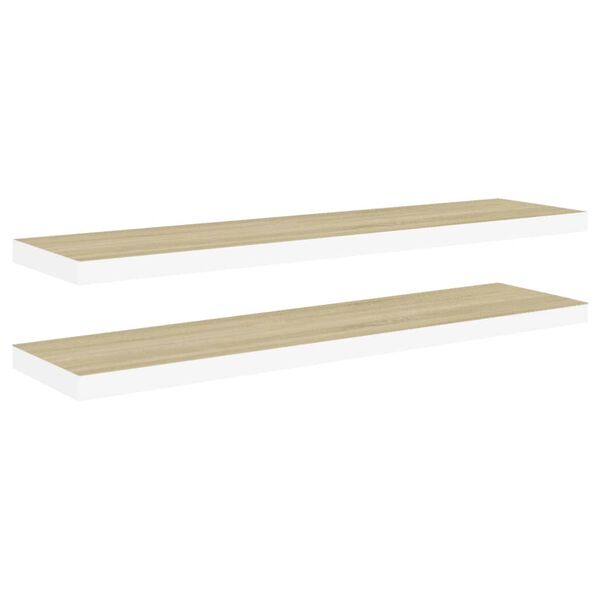vidaXL Prateleiras parede 2pcs 90x23,5x3,8 cm MDF cor carvalho/branco