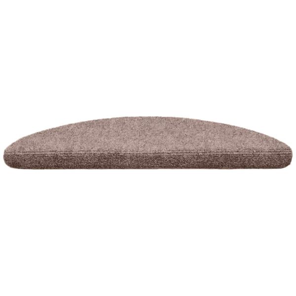 vidaXL Tapetes de escada autoadesivos 10 pe&ccedil;as 56x17x3 cm marrom claro meia-lua