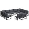 vidaXL Conjunto de Sof&aacute; de Jardim 11 unid. Preto Alum&iacute;nio