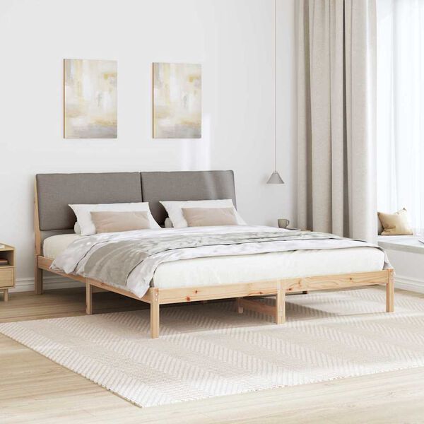vidaXL Estrutura da cama com cabeceira Marrom e taupe 180 x 200 cm