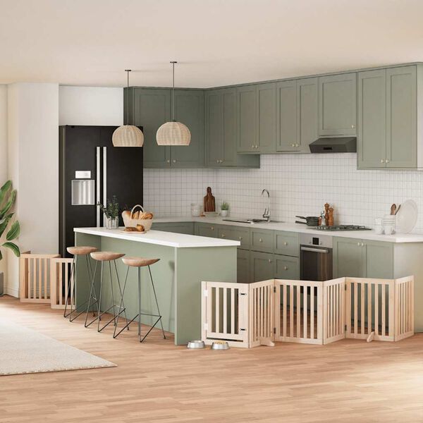 vidaXL Portão para cães com porta dobrável 12 painéis 600 cm álamo