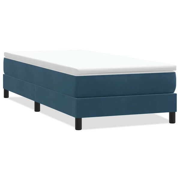 vidaXL Cama com molas sem colch&atilde;o 90x220 cm veludo azul-escuro