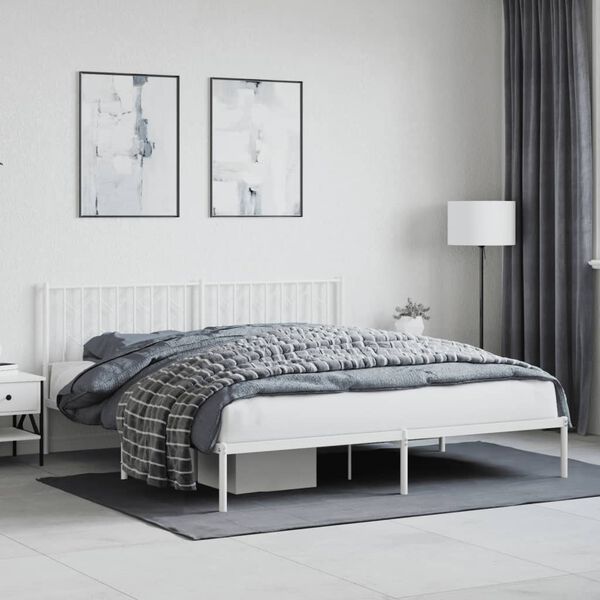 vidaXL Estrutura de cama com cabeceira 183x213 cm metal branco