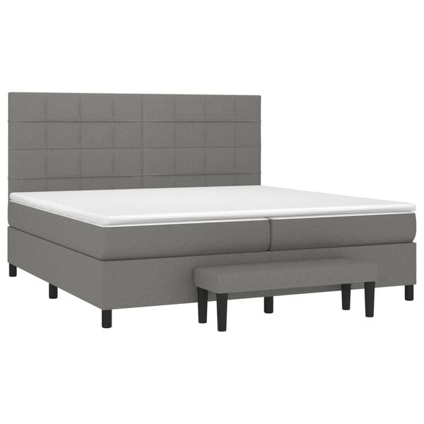 vidaXL Cama com molas/colch&atilde;o 200x200 cm tecido cinzento-escuro