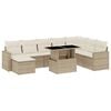 vidaXL 9 pcs conjunto de sof&aacute;s p/ jardim com almofad&otilde;es vime PE bege
