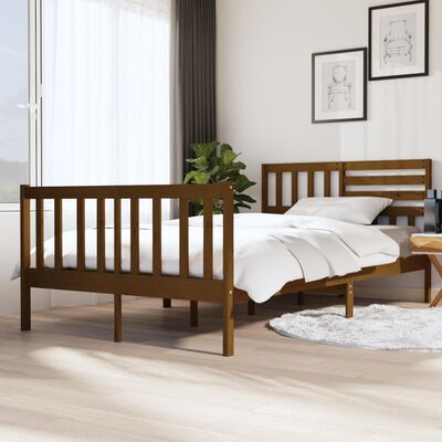 vidaXL Estrutura de cama 120x200 cm madeira maciça castanho-mel
