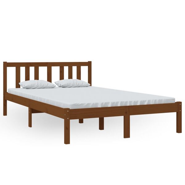 vidaXL Estrutura de cama 120x200 cm madeira maci&ccedil;a castanho mel