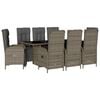 vidaXL 9 pcs conjunto de jantar p/ jardim c/ almofad&otilde;es vime PE cinza