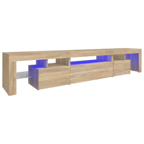 vidaXL M&oacute;vel de TV com luzes LED 215x36,5x40 cm carvalho sonoma