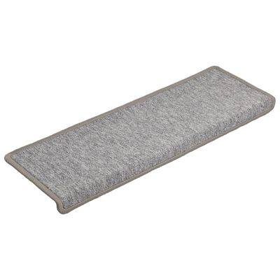 vidaXL Tapete/carpete para degraus 15 pcs 65x21x4 cm cinzento-claro
