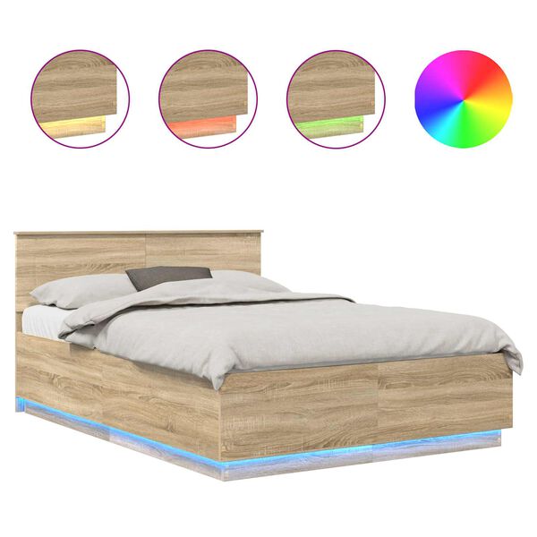 vidaXL Estrutura da Cama com cabeceira Carvalho Sonoma 150 x 200 cm