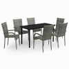 vidaXL 7 pcs conjunto de jantar para jardim cinzento e preto