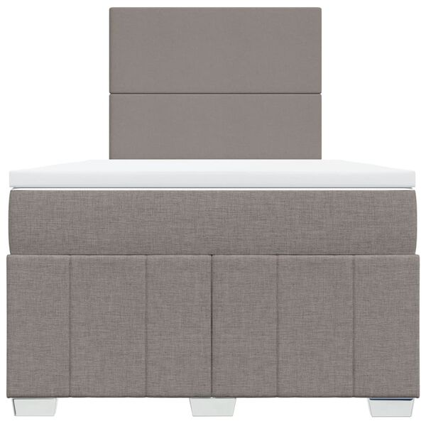 vidaXL Cama boxspring c/ colch&atilde;o 120x190cm tecido castanho-acinzentado