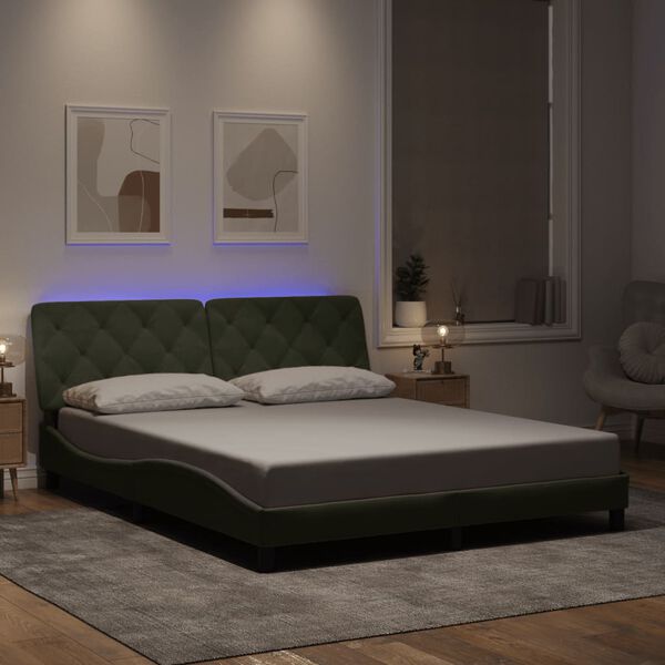 vidaXL Estrutura de cama com LED sem colch&atilde;o 160x200 cm veludo cinzento-claro
