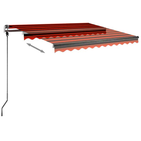 vidaXL Toldo retr&aacute;til manual com LED 350x250 cm laranja e castanho