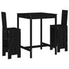 vidaXL 3 pcs conjunto de bar para jardim pinho maci&ccedil;o preto