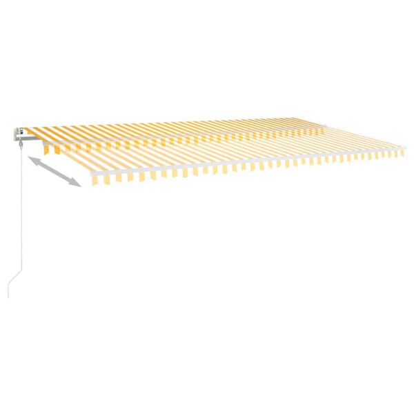 vidaXL Toldo autom&aacute;tico LED e sensor de vento 600x300cm amarelo/branco