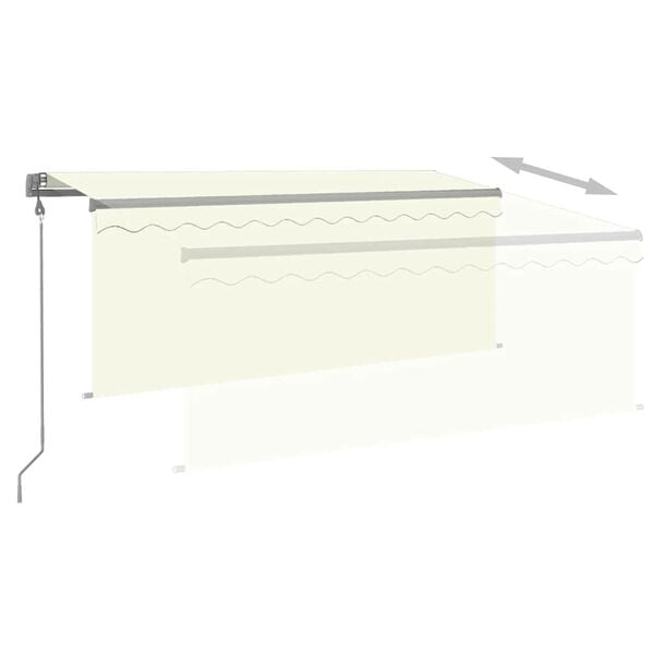 vidaXL Toldo autom&aacute;tico c/ estore/LED/sensor de vento 3x2,5m cor creme