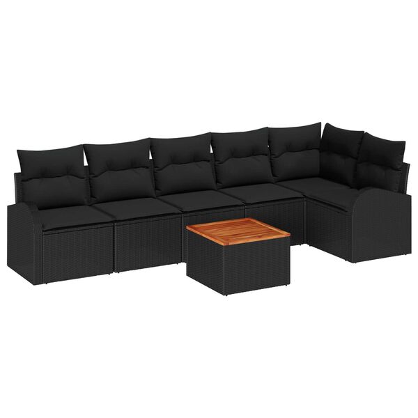 vidaXL Conjunto de Sof&aacute; de Jardim 7 pcs Preto