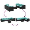 vidaXL 7 pcs conjunto lounge de jardim c/ almofad&otilde;es vime PE preto