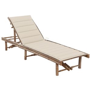vidaXL Espregui&ccedil;adeira de jardim com almofad&atilde;o bambu
