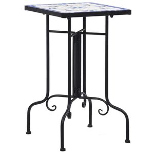 vidaXL Mesa de apoio em mosaico cer&acirc;mica azul e branco