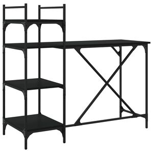 vidaXL Secret&aacute;ria de computador com prateleiras 120x47x109 cm preto