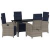 vidaXL Conjunto de Jantar para Jardim 5 unid. Cinzeto vime PE