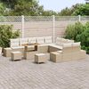 vidaXL Conjunto de Sof&aacute; de Jardim com almofada 13 pcs Bege vime PE
