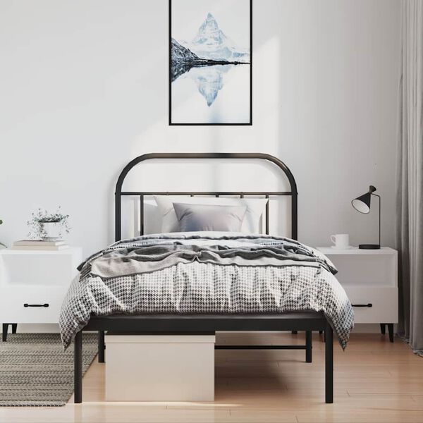 vidaXL Estrutura de cama com cabeceira 100x190 cm metal preto