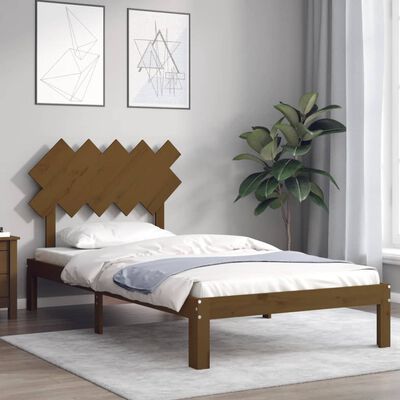 vidaXL Estrutura cama cabeceira 100x200cm madeira maciça castanho-mel