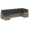 vidaXL 7 pcs conjunto sof&aacute;s p/ jardim c/ almofad&otilde;es vime PE cinzento