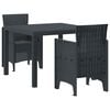 vidaXL Conjunto de Jantar para Jardim 3 pcs Antracite Polipropileno