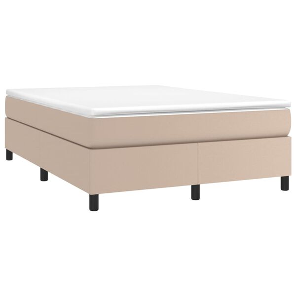 vidaXL Estrutura de cama com molas 140x190 cm couro artificial cappuccino