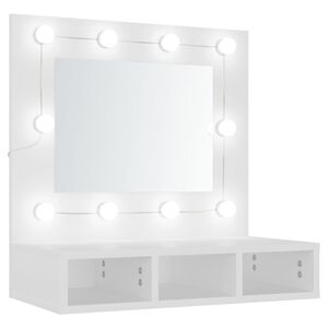 vidaXL Arm&aacute;rio espelhado com luzes LED 60x31,5x62 cm branco