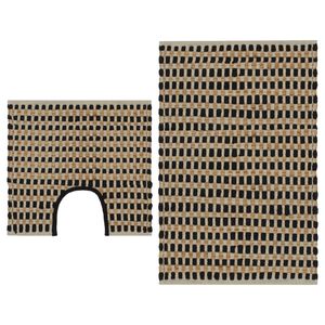 vidaXL Conjunto de tapetes de WC artesanais juta natural e preto