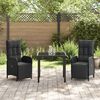 vidaXL Conjunto de Jantar para Jardim com almofada 3 pcs Preto vime PE