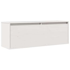 vidaXL Arm&aacute;rio de parede 100x30x35 cm madeira de pinho maci&ccedil;a branco