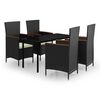 vidaXL 5 pcs conjunto de jantar p/ jardim c/ almofad&otilde;es preto
