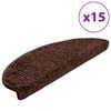 vidaXL Tapetes de escada 15 pe&ccedil;as 65x21x4 cm marrom semicircular grande