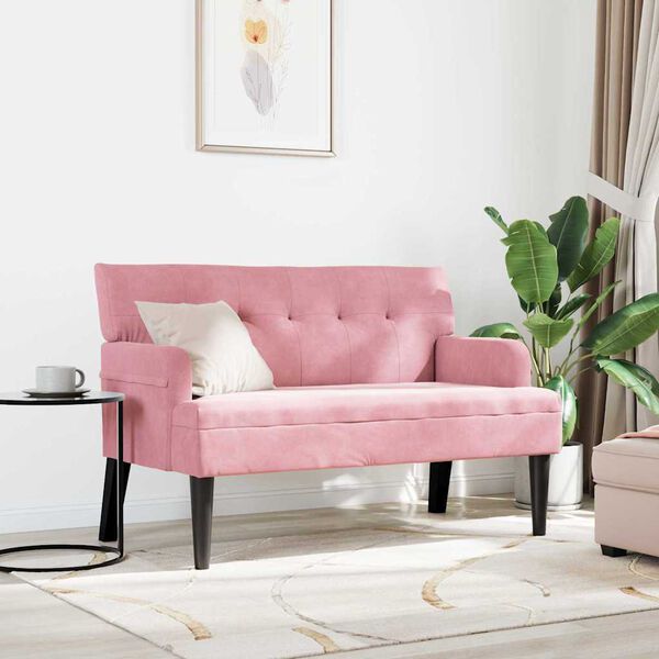 vidaXL Banco Chesterfield Rosa 112 x 65.5 x 75 cm Veludo