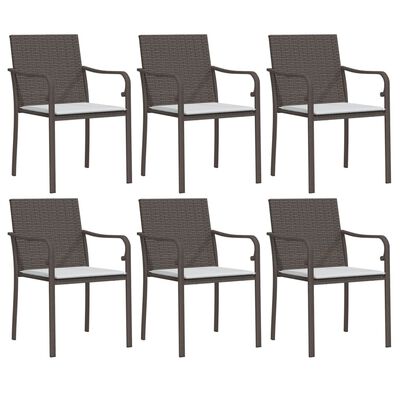 vidaXL Cadeiras jardim c/ almofadões 6pcs 56x59x84 cm vime PE castanho