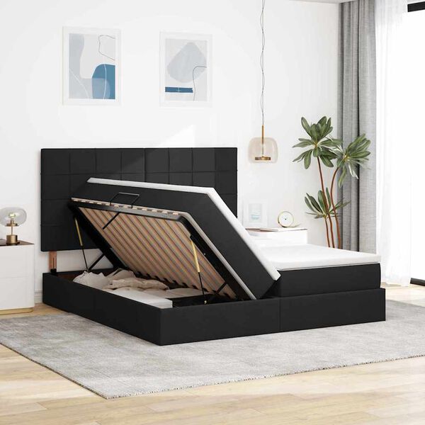 vidaXL Cama com Armazenamento Preto 180 x 200 cm Couro Sint&eacute;tico