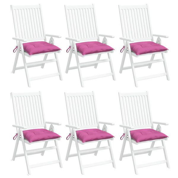 vidaXL Almofadões para cadeira 6 pcs 40x40x7 cm tecido rosa