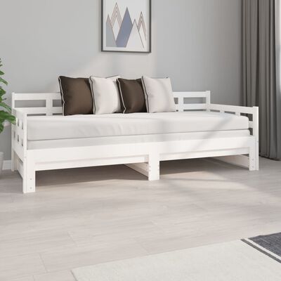 vidaXL Estrutura sofá-cama de puxar 2x(80x200) cm pinho maciço branco